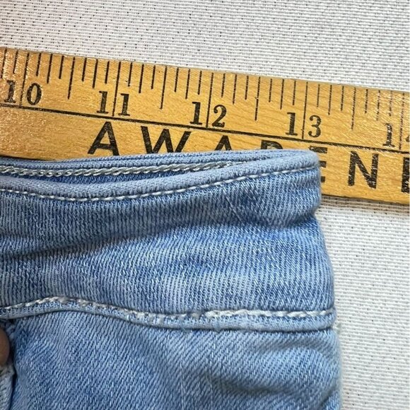 Hollister Junior High-Rise Flare Jeans 3R Blue Denim Light Wash Stretch Slit - Picture 6 of 10